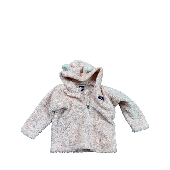 Patagonia Other - Patagonia Baby Girls Pink Fleece Hooded Jacket Size 12-18 Months Cozy Outdoor